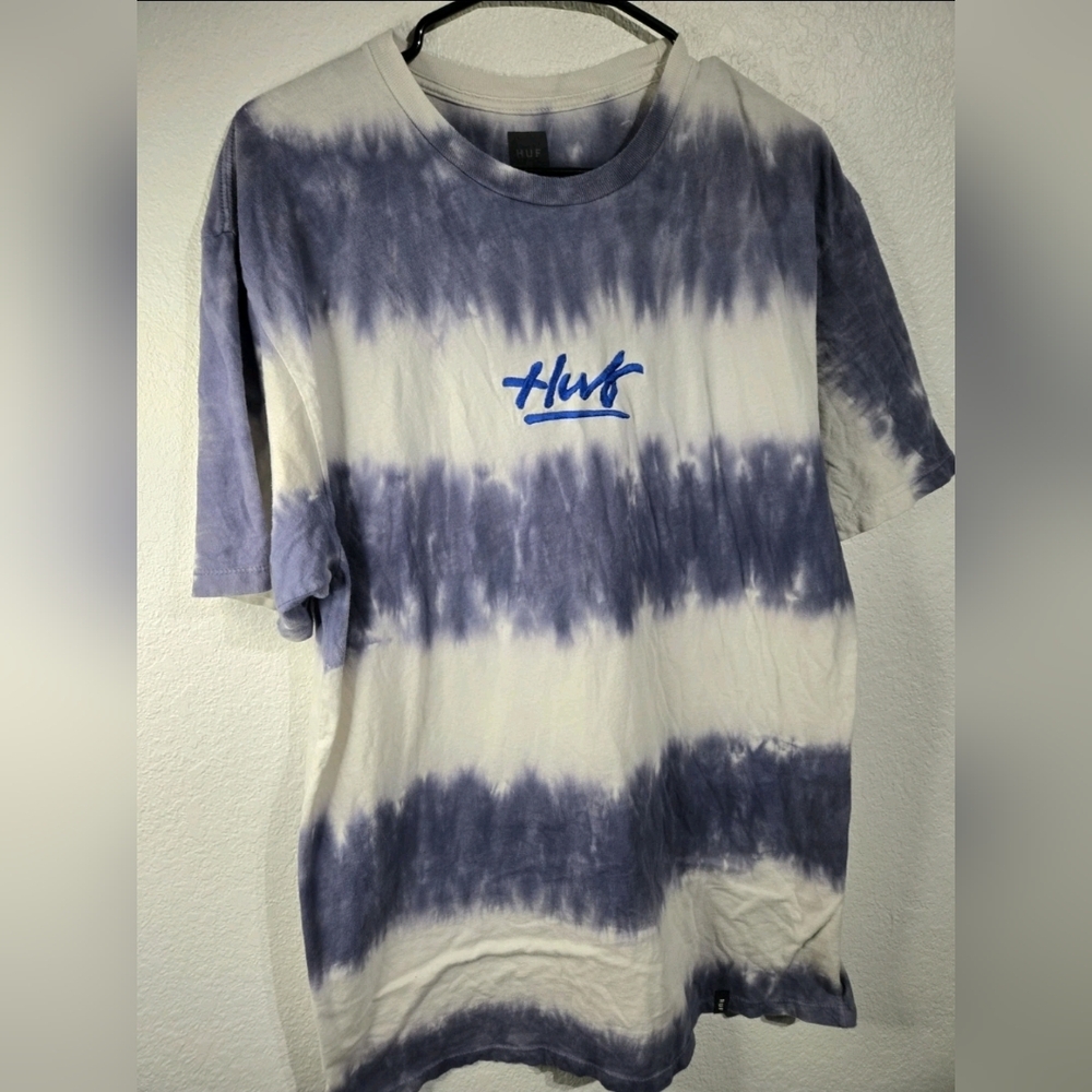 HUF T-Shirt Mens Size Large Blue Retro Cloud Designer Tee Shirt Embroidered Logo - Picture 4 of 10